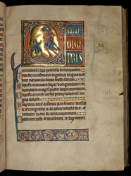 Ms 322 f.54r, Psalm 51, Initiale Q, David und Goliath, Illustration aus dem 